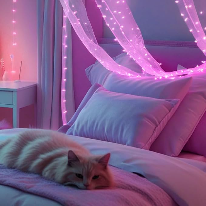 Etinga 200 LED Pink Fairy Lights, 66ft Plug-in Decorative String Lights with 8 Modes for Indoor Outdoor Bedroom Wall Tree Patio Wedding Party (Pink, 200 LED 66ft)