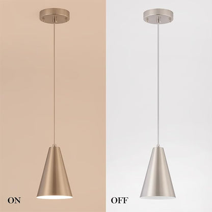 Brushed Nickel Pendant Lights Kitchen Island,Dining Room Light Fixtures Over Table 3 Pack with Silver Cone Metal Shade, Modern Farmhouse Small Chandeliers,Adjustable Cord Hanging Lighting for Sink