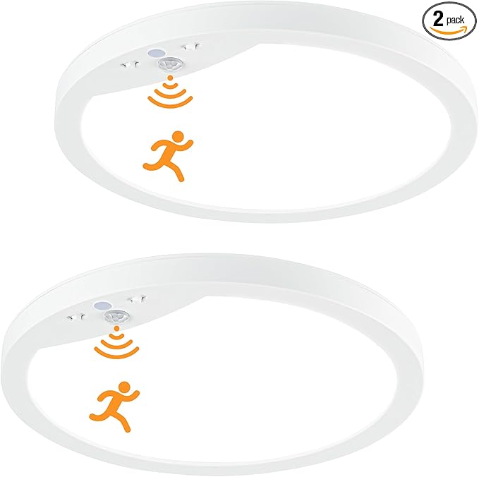 2-Pack 20W Motion Sensor Ceiling Lights Hard-Wired, 9Inch Indoor Motion Activated LED Ceiling Light Fixtures with 3 Modes, 4000K Flush Mount Lights for Closet Stairwell Hallway, NOT Battery Operated
