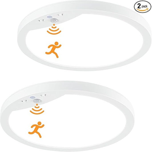 2-Pack 20W Motion Sensor Ceiling Lights Hard-Wired, 9Inch Indoor Motion Activated LED Ceiling Light Fixtures with 3 Modes, 4000K Flush Mount Lights for Closet Stairwell Hallway, NOT Battery Operated