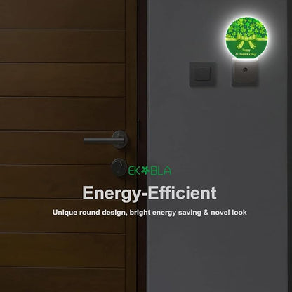 EKOBLA Shamrock Plug-in Night Light, Four-Leaf Clover LED Nightlight with Auto Sensor for St. Patrick's Day