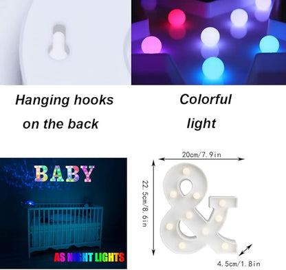 LED Marquee Letter Lights, 18 Colors Changing Light Up Letters with Remote, RGB Alphabet Letters Sign for Girls Boys Gift Birthday Party Night Light Bedroom Wedding Christmas Decor-Colorful &