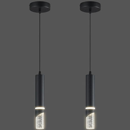 Modern Dimmable Led Pendant Lights Kitchen Island, Ideal for Living Room, Bedroom,Sink 6w LED Crystal Energy-Saving Hanging Lamp for Cozy Lighting (Black 2-Pack)