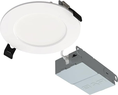 RAB Lighting WFRL-Field-Adjustable Edge-Lit LED Downlight-Canless Wafer Design-Black/White Trim-5CCT Selectable 2700K-5000K-90 CRI-Wet Rated/Dimmable for Modern Ceilings (WFR34-4/BP -12 Pack)