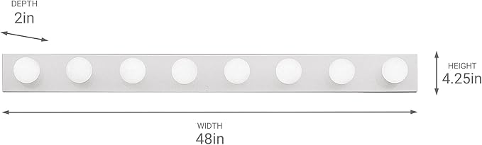 Kichler 8-Light Linear Bathroom Vanity Light Fixture, 48" Chrome Bath Bar for Mirror Lighting with 60W Medium Base Bulbs, Modern Transitional Style (48" W x 4.25" H x 2" D), 626CH