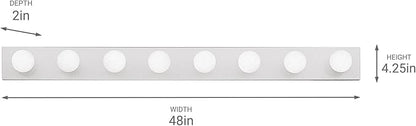 Kichler 8-Light Linear Bathroom Vanity Light Fixture, 48" Chrome Bath Bar for Mirror Lighting with 60W Medium Base Bulbs, Modern Transitional Style (48" W x 4.25" H x 2" D), 626CH