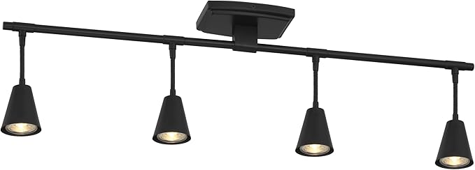 Modern LED 4-Light Track Lighting, Matte Black, 32 Inch, 4 GU10 LED Bulbs Included, Directional Spotlight Fixtures, Kitchen Ceiling and Wall Lights for Living Room