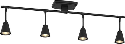 Modern LED 4-Light Track Lighting, Matte Black, 32 Inch, 4 GU10 LED Bulbs Included, Directional Spotlight Fixtures, Kitchen Ceiling and Wall Lights for Living Room