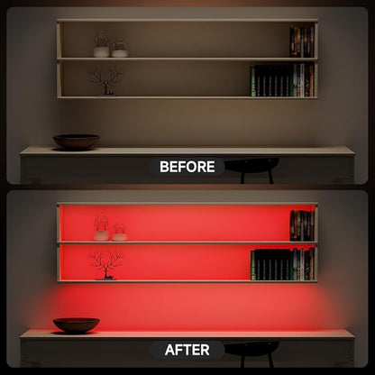 BTF-LIGHTING FCOB COB 3mm Width UL Listed Super Narrow Flexible Uniform LED Strip Light Red Color 16.4FT DC24V CRI 90+ Dimmable LED Ribbon for Kitchen Home Indoor Decor(No Adapter or Controller)
