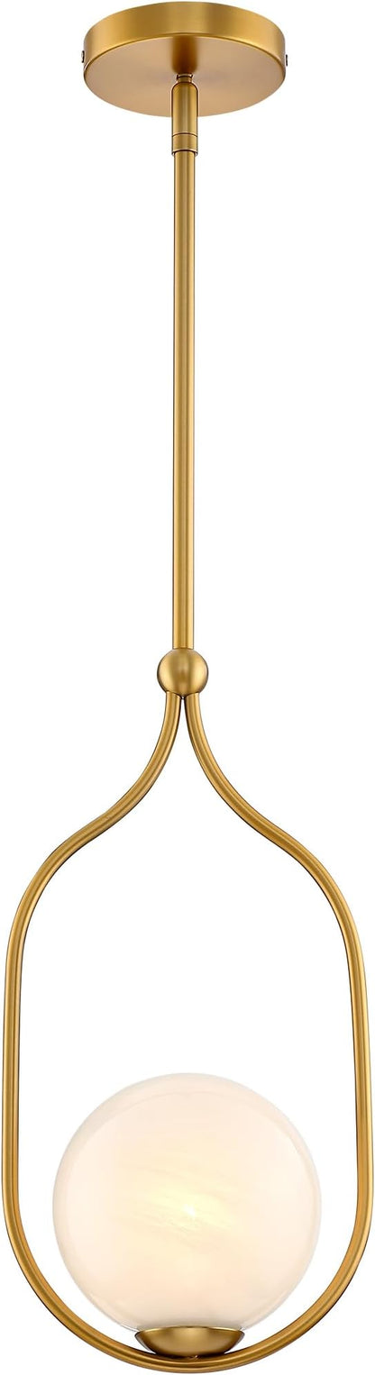 Globe Pendant Light, Modern Bubble Chandelier and Hand Blown Glass Chandelier with Gold Brass Finish Adjustable Rods for Kitchen Island Dinning Room Bedroom Living Room Home Owners
