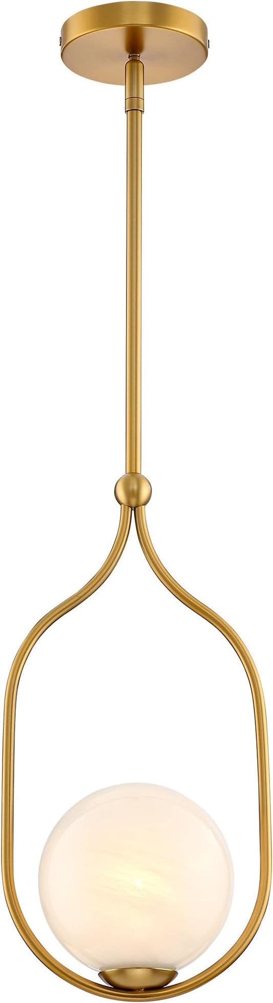 Globe Pendant Light, Modern Bubble Chandelier and Hand Blown Glass Chandelier with Gold Brass Finish Adjustable Rods for Kitchen Island Dinning Room Bedroom Living Room Home Owners