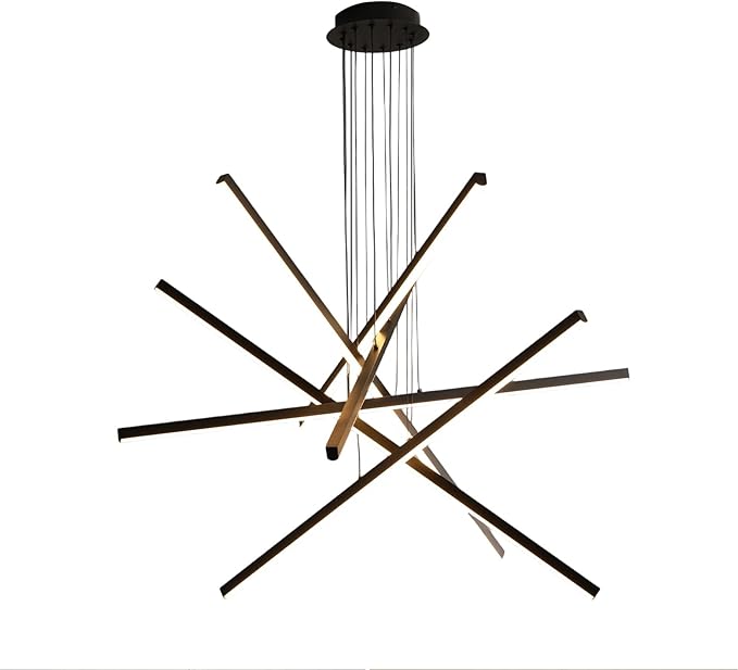 JAYMP Modern LED Chandeliers Dimmable Pendant Light Fixture for Living Room Dining Room Foyer DIY Shape Sputnik Floating Sculptural Art Hanging Lamp (Black, 6-Lights)