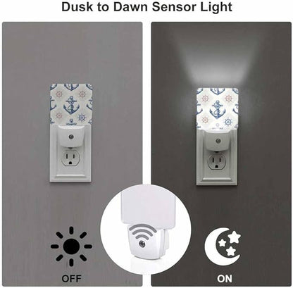 Anchor LED Night Lights Plug into Wall Vintage Rudder Compass for Navigation 0.5W Plug in Night Light, Dusk to Dawn, Bright Nightlight Auto On/Off, for Room Bedroom Bathroom