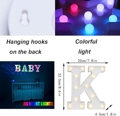 LED Marquee Letter Lights, 18 Colors Changing Light Up Letters with Remote, RGB Alphabet Letters Sign for Girls Boys Gift Birthday Party Night Light Bedroom Wedding Christmas Decor-Colorful K