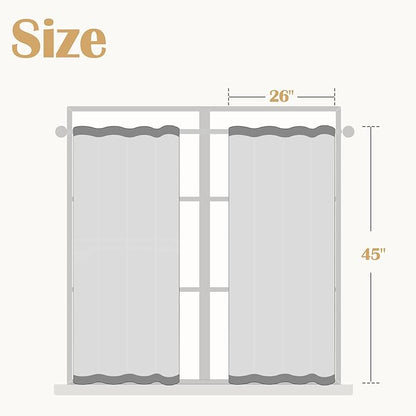 jinchan Boho Kitchen Curtains Linen Tier Curtains 45 Inches Bohemian Cafe Small Drapes Striped Mudcloth Farmhouse for Bathroom RV Camper Light Filtering Rod Pocket 2 Panels Taupe on Beige