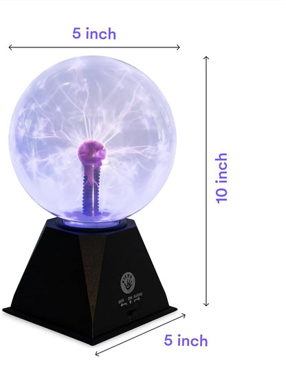 Kicko 10-Inch Plasma Ball - Blue Plasma Globe Touch and Sound Sensitive - Nebula Thunder Lightning Lamp Plug-in for Science Decor - Crystal Ball for Bedroom, Parties, Kids, and Home Decoration