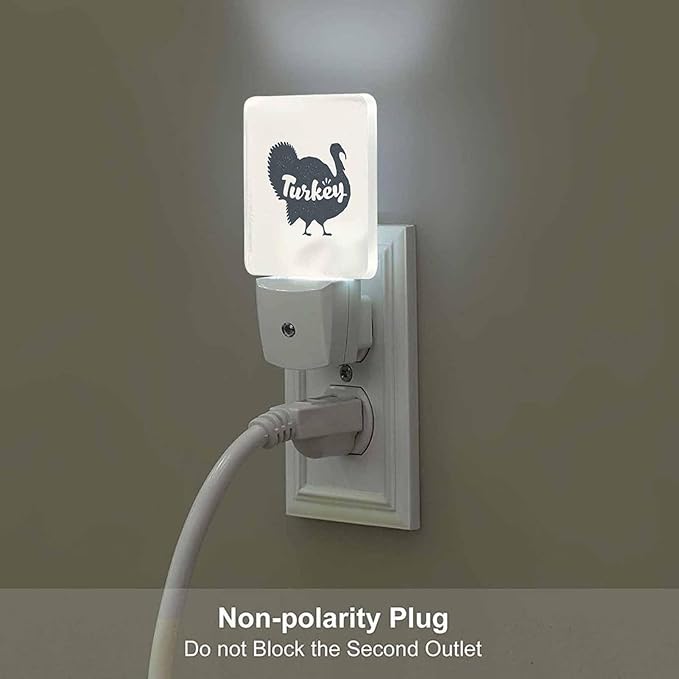 LED Night Light Plug into Wall with Dusk to Dawn Light Sensor White Energy Efficient Poultry Thanksgiving Day Turkey Nightlight for Bedroom Bathroom Hallway Living Room Kitchen