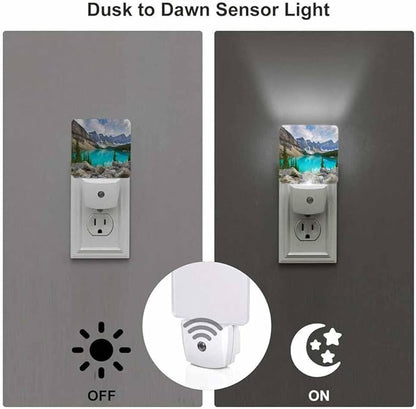 Mountains Forests and Lakes Night Light Autumn Mountain Scenery Plug into Wall with Dusk to Dawn Light Sensors 0.5W Warm Nightlights for Bedroom Bathroom Hallway