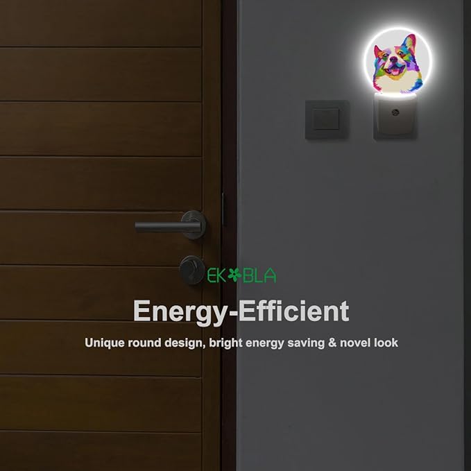 EKOBLA Cute Puppy Dog Plug-in Night Light, Adorable Animal LED Nightlight with Dusk to Dawn Auto Sensor for Bathroom, Hallway, Kitchen & Home Decor