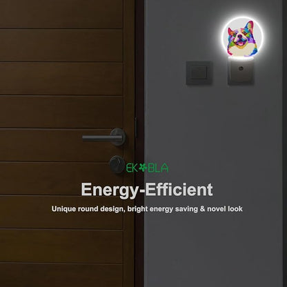 EKOBLA Cute Puppy Dog Plug-in Night Light, Adorable Animal LED Nightlight with Dusk to Dawn Auto Sensor for Bathroom, Hallway, Kitchen & Home Decor