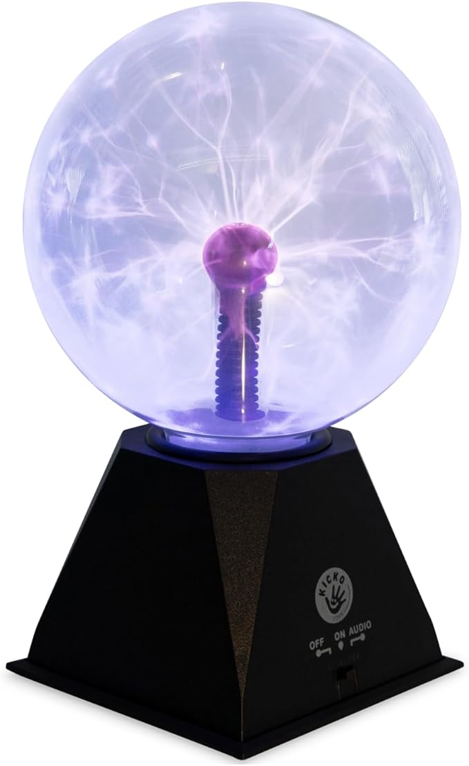 Kicko 10-Inch Plasma Ball - Blue Plasma Globe Touch and Sound Sensitive - Nebula Thunder Lightning Lamp Plug-in for Science Decor - Crystal Ball for Bedroom, Parties, Kids, and Home Decoration