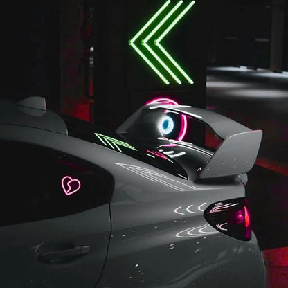 XhuangTech Car LED Signs Neon Ambient Light, Triangle or Back Window Sign Lights, Interior Atmosphere Lamp for Car Decor (Pink Heart Shaped)
