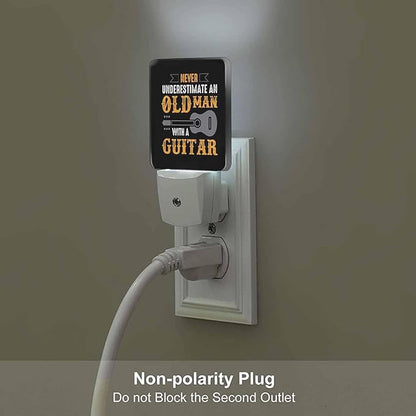 LED Night Light,Guitar Saying Quotes LED Night Light Plug into Wall with Dusk to Dawn Light Sensor White Energy Efficient Nightlight for Bedroom Bathroom Hallway Living Room Kitchen