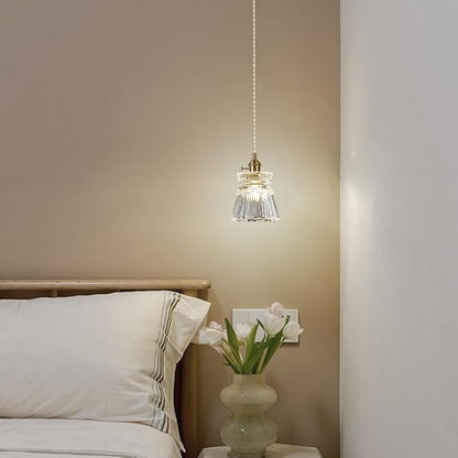 Glass Pendant Light 5.7 Inch Mini Vintage Brass Pendant Lights Fixture with Switch Farmhouse Hanging lamp for Kitchen Island Dining Room Hallway Bedroom Bar Restaurants Foyer E26 Gold 1-Light
