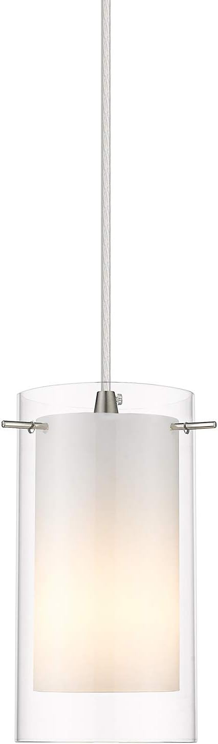 AKEZON Modern Glass Pendant Light 2 Pack, Adjustable Hanging Pendant Lighting Kitchen Lights Island Dining Room Bathroom Bar, Brushed Nickel Finish