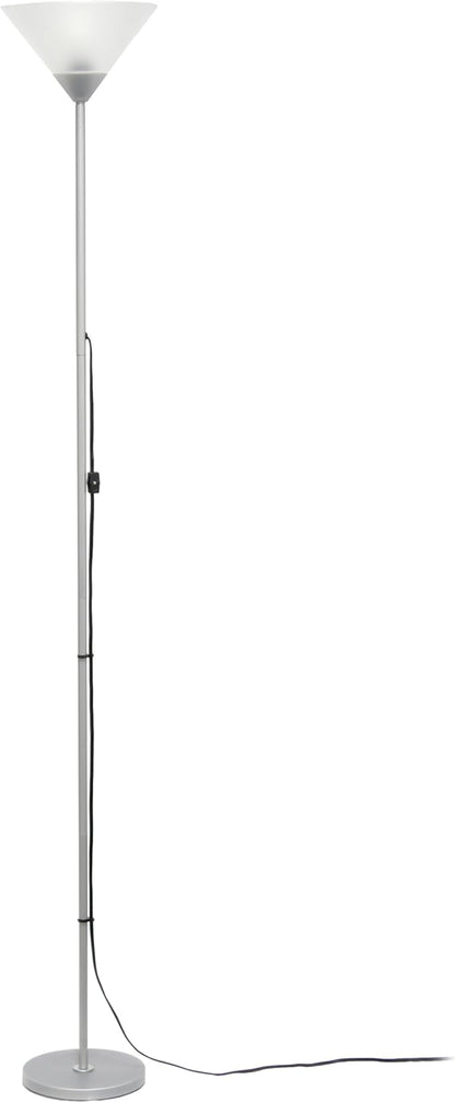 Simple Designs LF1052-SLV 70" Contemporary Classic Metal Uplight Floor Lamp, for Ambient Lighting, Living Room, Bedroom, Silver