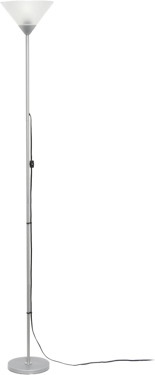 Simple Designs LF1052-SLV 70" Contemporary Classic Metal Uplight Floor Lamp, for Ambient Lighting, Living Room, Bedroom, Silver