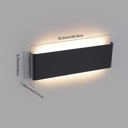 Mille Luckiole 32.6Inch Bathroom Vanity Mirror Light,5-in-1 CCT 3000K/3500K4000K/5000K/6500K Selectable Hallway LED Wall Light,Modern LED Sconce Wall for Stairwell,Bedroom,32W Black 1 Pack