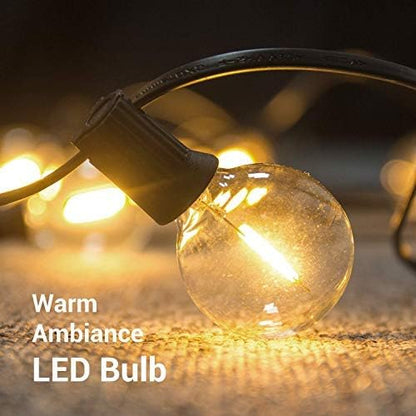 GOOTHY 25Ft Outdoor LED String Lights with 25 Shatterproof G40 LED Clear Globe Bulbs, Edison Vintage Bulbs Hanging Sockets, Decorative Lighting for Café Patio Porch Party Yard Christmas-Brown Wire