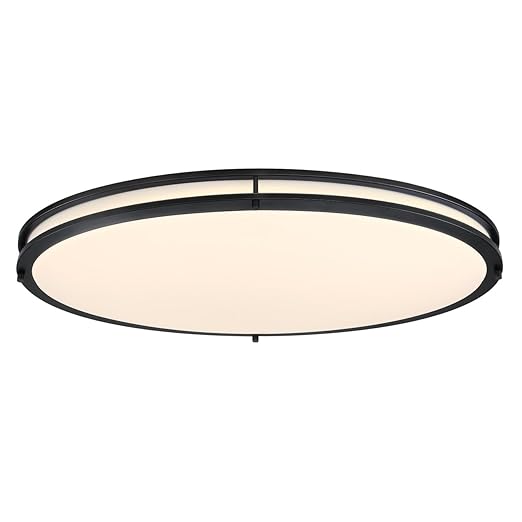 Westinghouse Lighting Lauderdale Transitional Contemporary One-Light, 33 Inch 40 Watt LED Indoor Flush Mount Fixture with Color Temperature Selection, Matte Black Finish, Frosted Acrylic Shade
