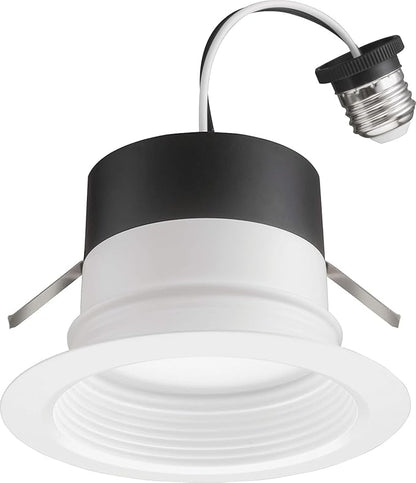 Juno E Series 4" LED Ceiling Light, Baffle Trim Recessed Lighting with 5-in-1 Switchable White Color, 700 Lumens, Wet Rated LED Downlight, Dimmable, White, 1-Pack
