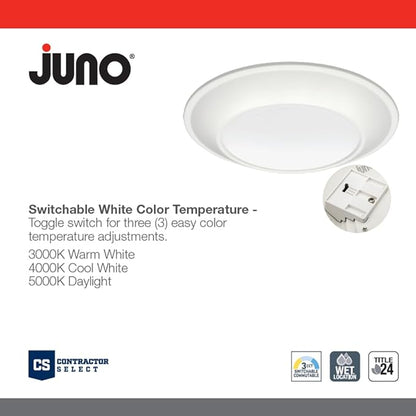 Juno JSBT 4-Inch SlimBasics Tapered Disk Downlight, Switchable, White (1 Pack)