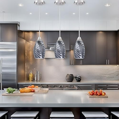 Viinew 1-Pack Mini Glass Pendant Light 4.72" with Handblown Black Gray Marble Art Glass Hanging Light Oval Ceiling Hanging Light Fixture for Dining Room Kitchen Island Cafe Foyer Hallway
