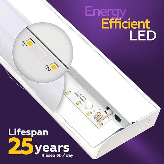 6 Pack Hardwired LED Under Cabinet Lighting - 16 Watt, 24", Dimmable, CRI>90, 4000K (Cool White), Wide Body, Long Lasting Metal Base with Frost Lens