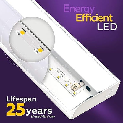 6 Pack Hardwired LED Under Cabinet Lighting - 16 Watt, 24", Dimmable, CRI>90, 4000K (Cool White), Wide Body, Long Lasting Metal Base with Frost Lens