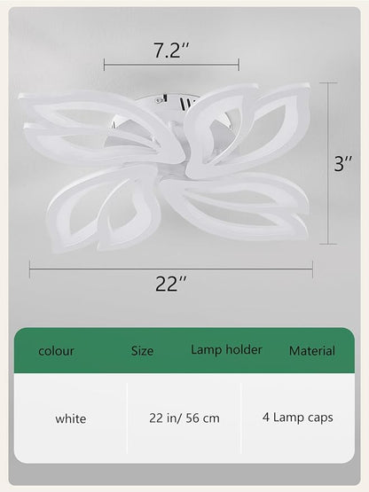 22" Modern White Flower Dimmable LED Light Fixtures, Geometric Low Profile Flush Mount Ceiling Light for Bedroom, Kitchen, Living Room