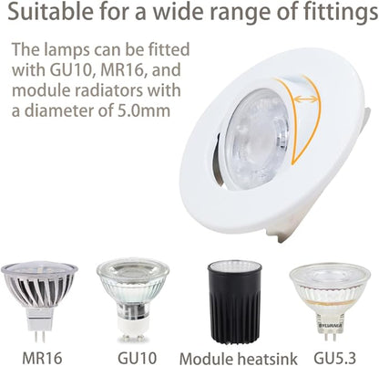 Lucky Star Pack of 6 pcs JX-9705-6 LED Downlight Fixture Housing MR16 Cut Out Size: 2.8inch GU5.3 Metal Trimless Recessed Round Frame.Ceiling Spotlights Mounting Frame.