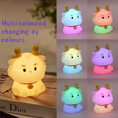 Little Dragon Kids Night Light, Cute Animal Soft Silicone LED Color Changing Lamp，Rechargeable Nursery Bedside Bedroom Table Decor, Best Birthday Christmas Gift for Kid Girl Boy