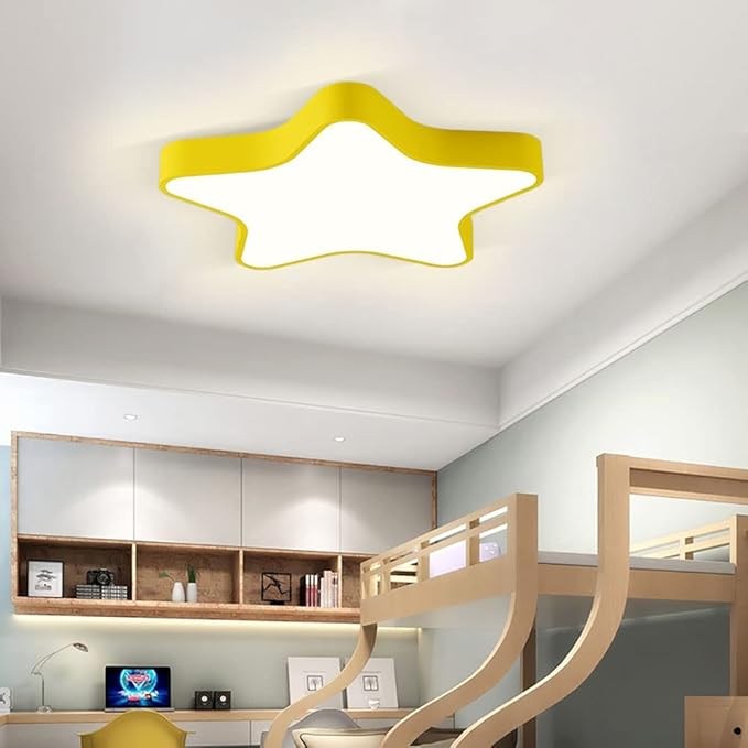 LED Ceiling Light Fixture, Modern Pentagram Recessed Ceiling Lights, 3000K-6000K Dimmable Light, Close to Lighting Flush Mount Living Room Pendant Lamps (Yellow, 16inch)