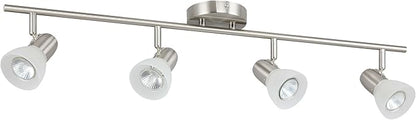 XiNBEi Lighting Track Light, Modern Fixed Rail Lighting with Glass, 4 Light Kitchen Ceiling Light Brushed Nickel XB-TR1237-4-BN