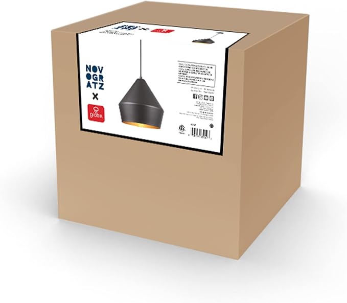 Globe Electric 65841 Amara 1-Light Pendant Lighting, Matte Black, Gold Interior, Bulb Not Included