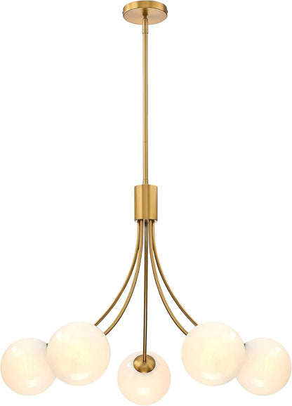 Bubble Chandelier, Modern Sputnik Dining Room 5-Light Chandelier with Gold Finish and Glass Globes for Kitchen Bedroom Foyer and Living Room
