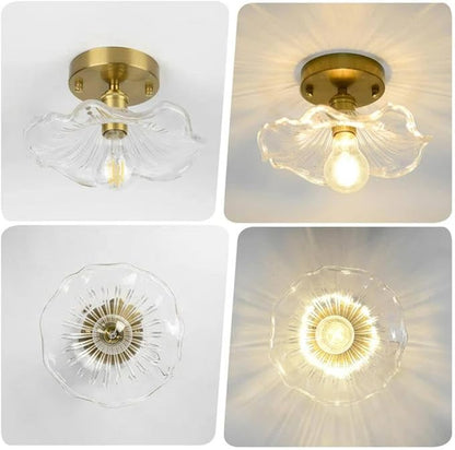 Bubble Ball Semi Flush Mount Ceiling Light Fixture, 24" Bubble Chandelier, Modern Hand Blown Glass Chandelier for Bedroom, Living Room, Dining Room (XD02)
