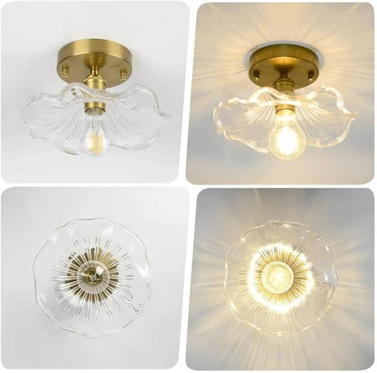 Bubble Ball Semi Flush Mount Ceiling Light Fixture, 24" Bubble Chandelier, Modern Hand Blown Glass Chandelier for Bedroom, Living Room, Dining Room (XD02)