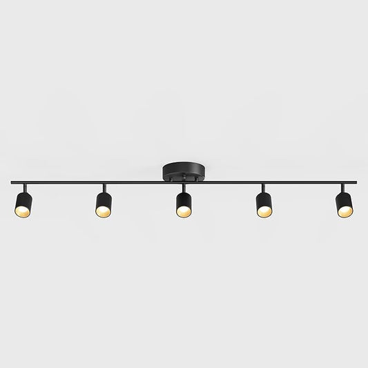 Shura Black 5-Light Track Light with Adjustable Heads, Integrated LED Bulbs, 4 ft. Track Lighting Kit Ceiling Light, 3000k, 2450 Lumens