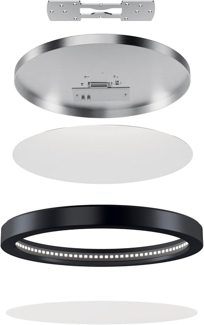 Kichler Ara 9.25" Modern Minimal Round LED Flush Mount in Black, for Damp Indoor Locations, Main Light Source, Integrated LED, Edge-Lit Technology, 1100 Lumens, Dimmable to 10%, 53009BK30